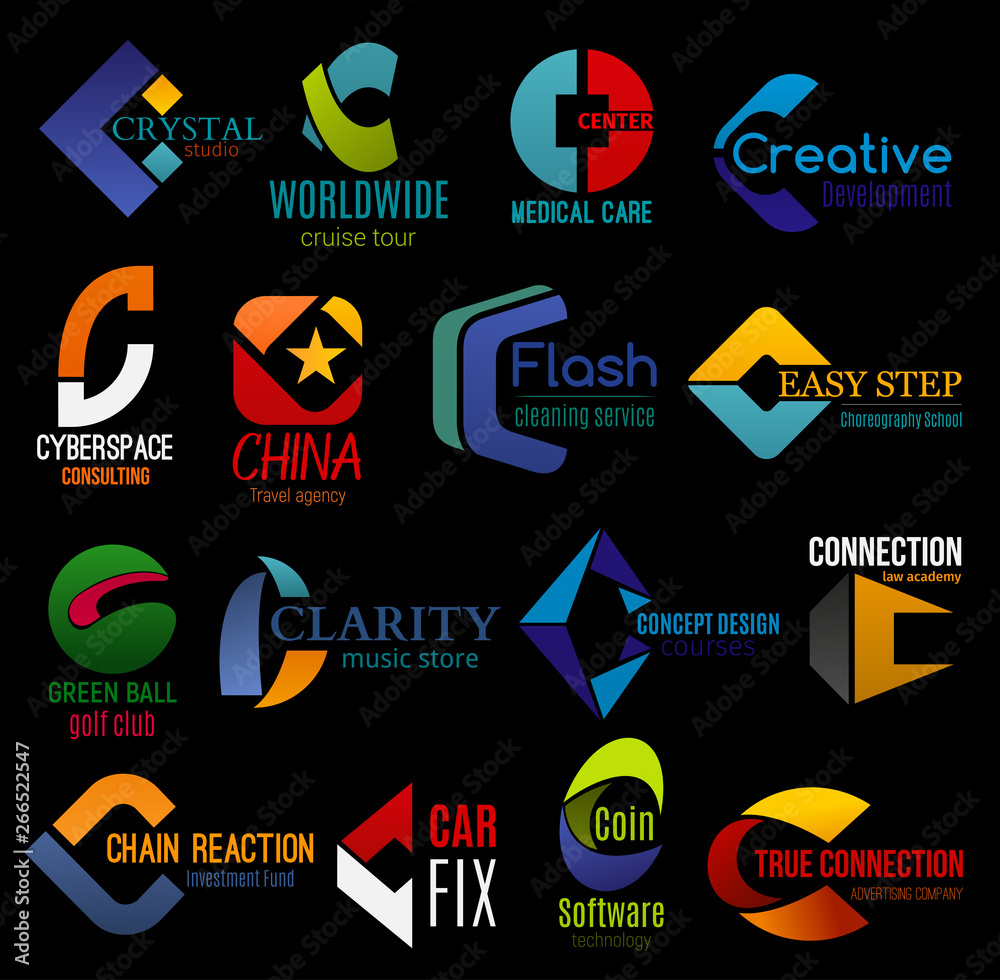 Brand corporate identity creative geometric C icon