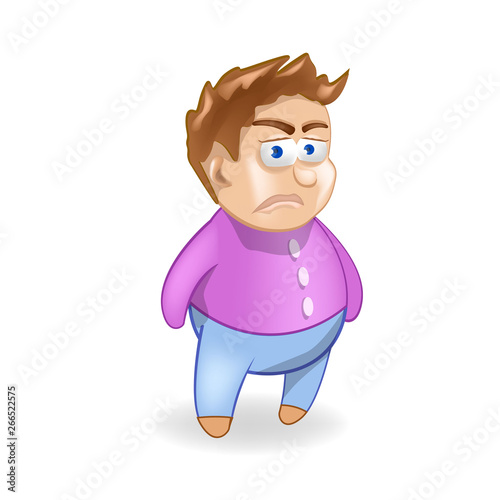 "Vector illustration of baby. Little boy character angry offended emotions"