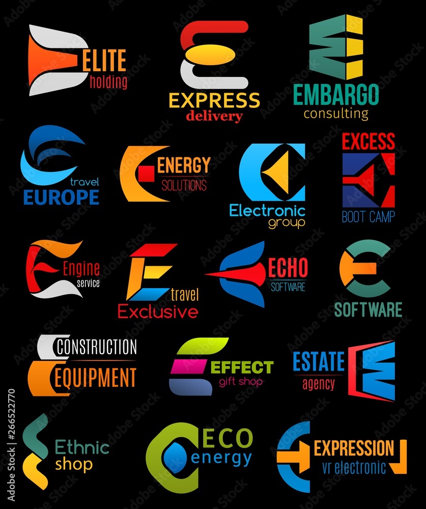 E icons company and brand corporate identity signs