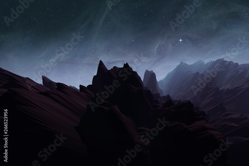 alien planet with rough ter...