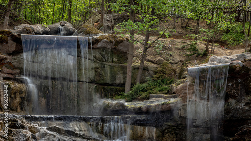 New waterfall in Sophia old dendropark, in the city of Uman, Ukraine