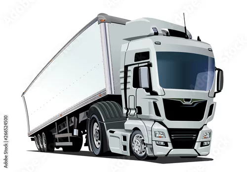 Obraz Kreskówka ciężarówka pół ciężarówki na białym tle