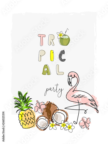 Wallpaper Mural  Summer cartoon doodle hand drawn tropical vector elements Torontodigital.ca