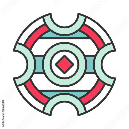Medieval battle shield color icon