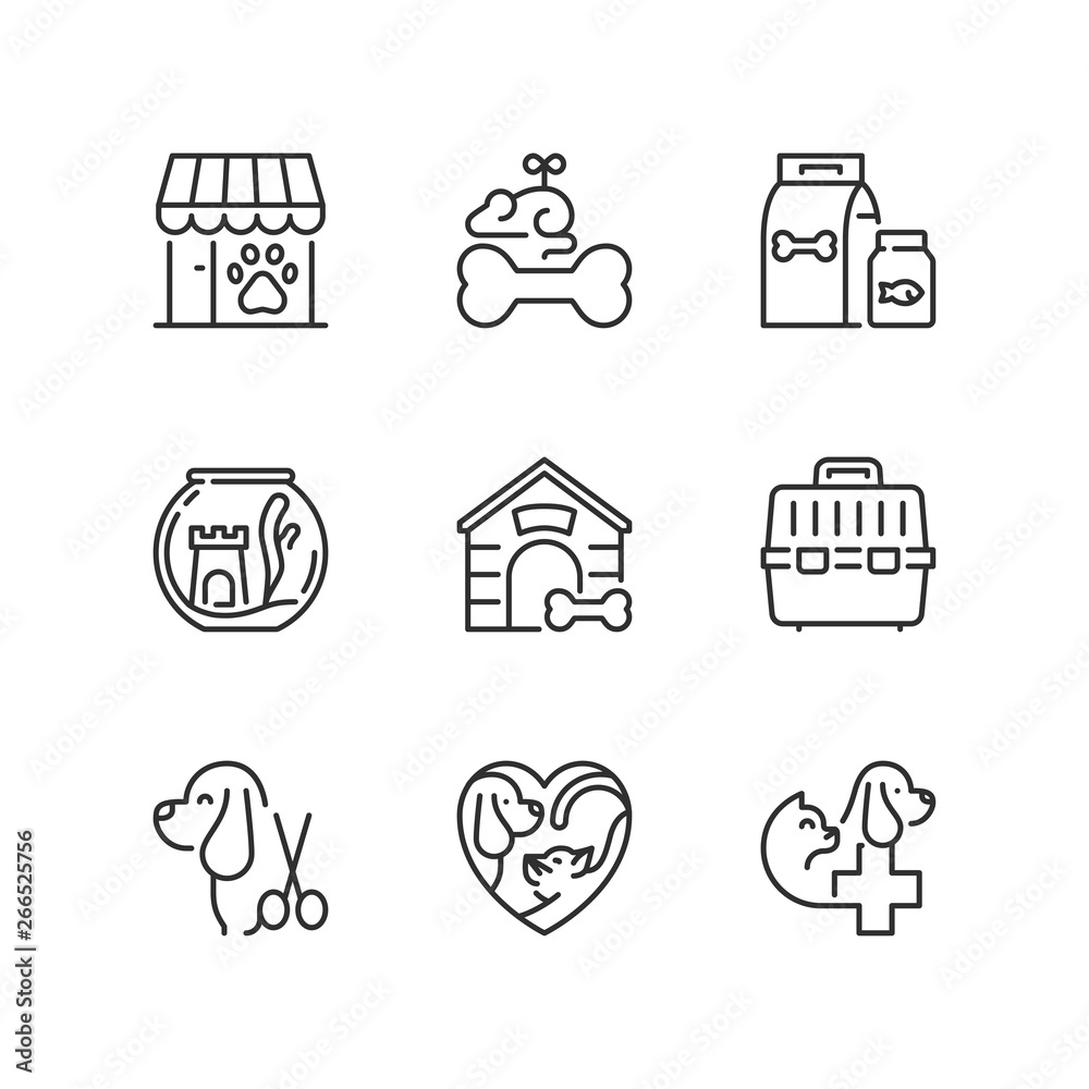 Outline icons. Pet store Outline icons. Pet store