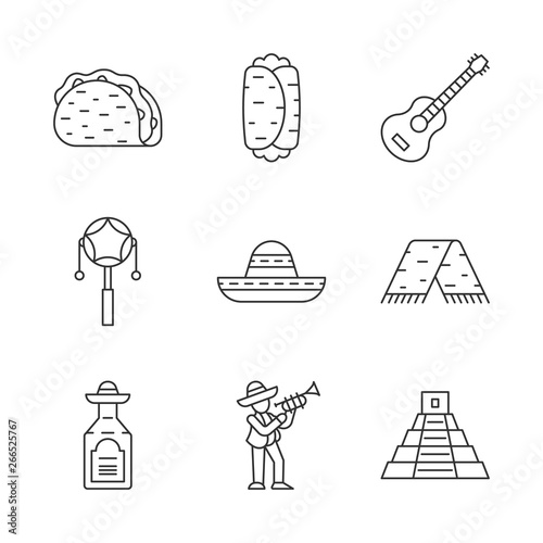 Mexican linear icons set