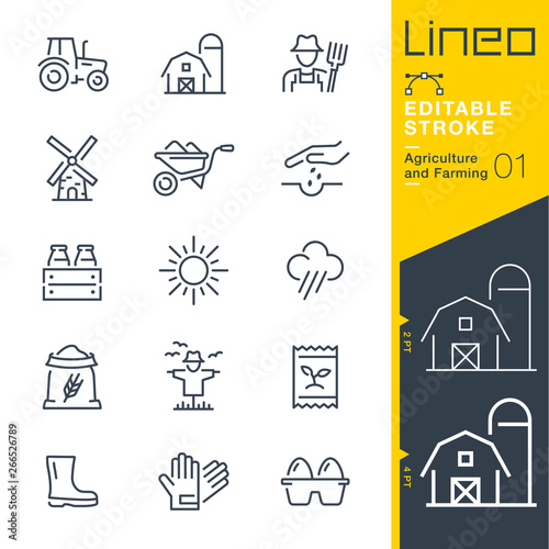 Canvas-taulu Lineo Editable Stroke - Agriculture and Farming line icons