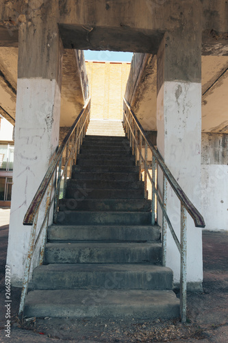 illuminated concrete staircase from above, abstract background