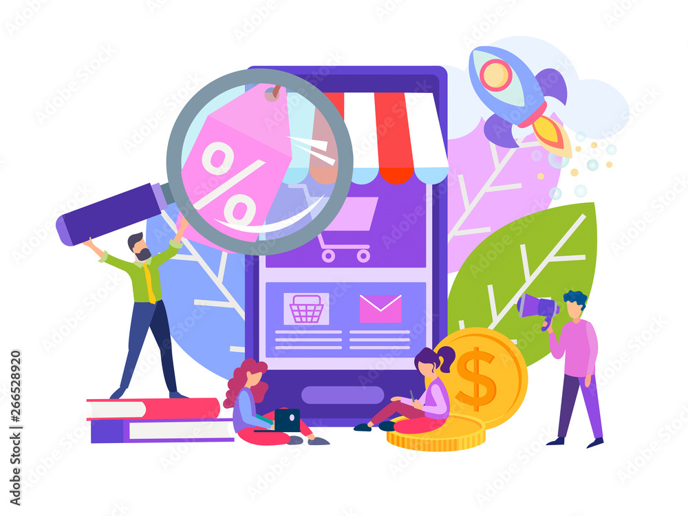 Vector illustration flat style online shopping concept, business concept, online store