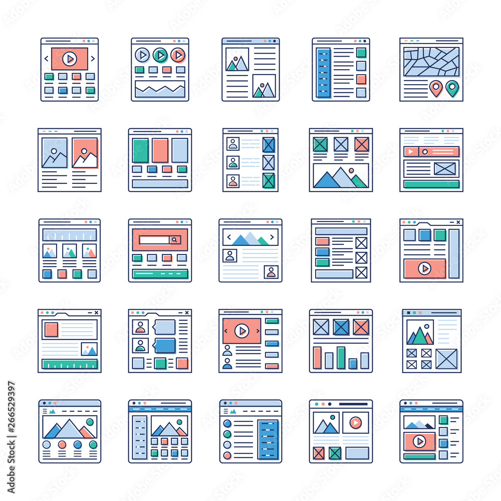 Website Sitemaps Flat Vectors Set Website Sitemaps Flat Vectors Set