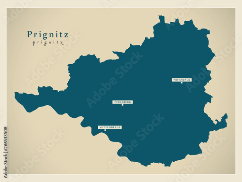 Modern Map - Prignitz county of Brandenburg DE