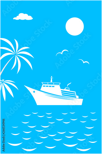 Sea voyage vacation travel flyer design  cover brochure  card  banner  poster.