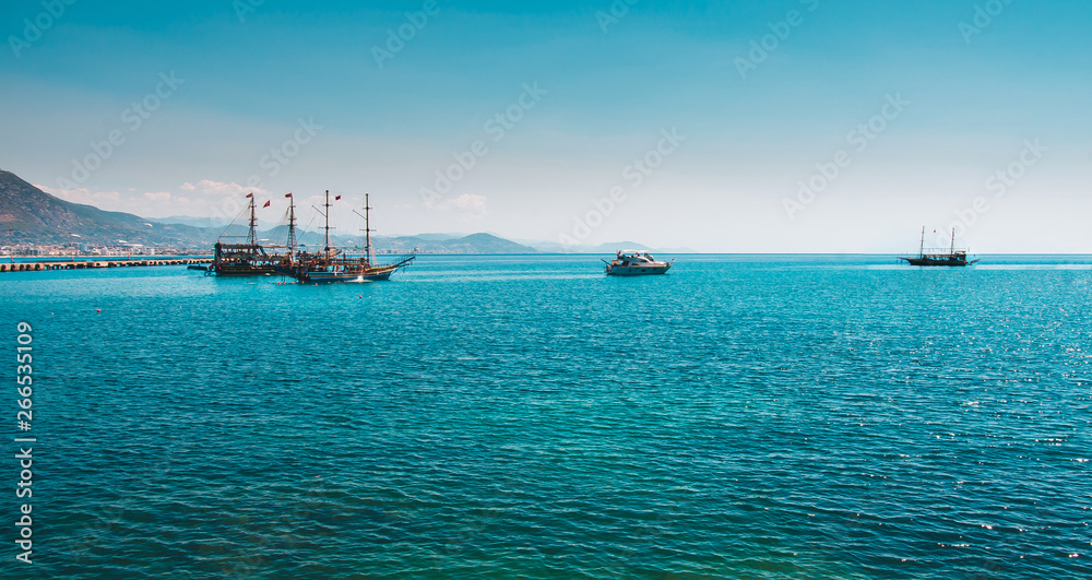 Sea in Turkey. Turkish coast. Holidays in Turkey.