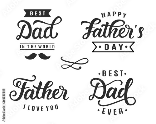 Happy Father's day greeting hand lettering badges