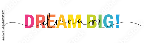 DREAM BIG! mixed typography banner with brush calligraphy