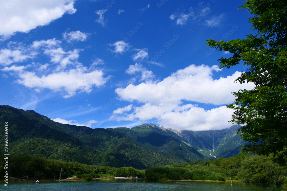 中部山岳国立公園。上高地に佇む大正池。松本　長野　日本。８月下旬。