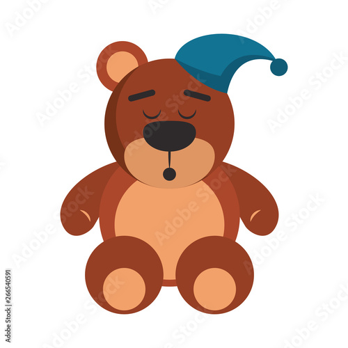 Teddy bear with pijama hat cartoon
