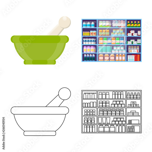 Vector illustration of retail and healthcare icon. Collection of retail and wellness stock symbol for web.