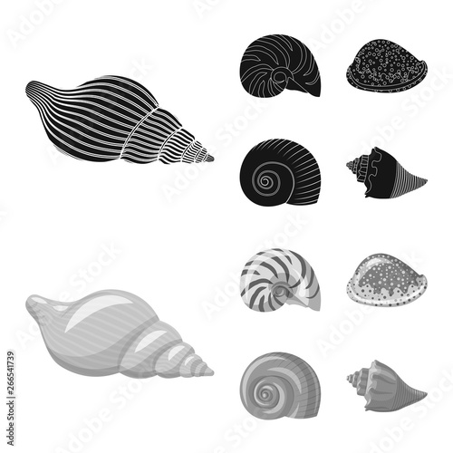 Vector illustration of animal and decoration symbol. Set of animal and ocean vector icon for stock.