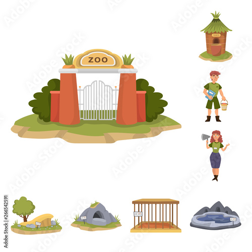 Vector illustration of zoo  and park sign. Set of zoo  and animal stock symbol for web.