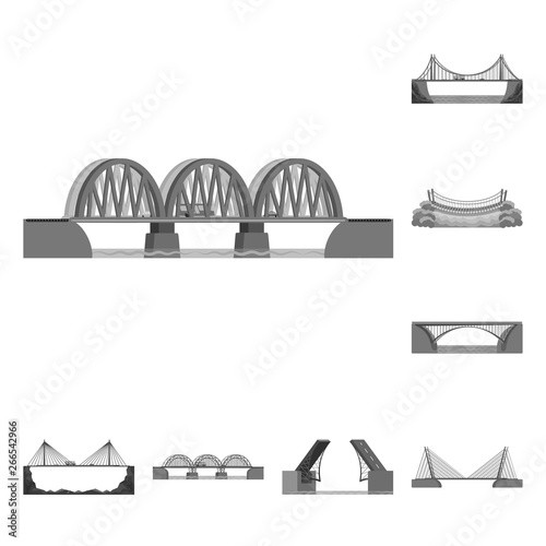 Fototapeta Naklejka Na Ścianę i Meble -  Isolated object of design and construct icon. Collection of design and bridge vector icon for stock.