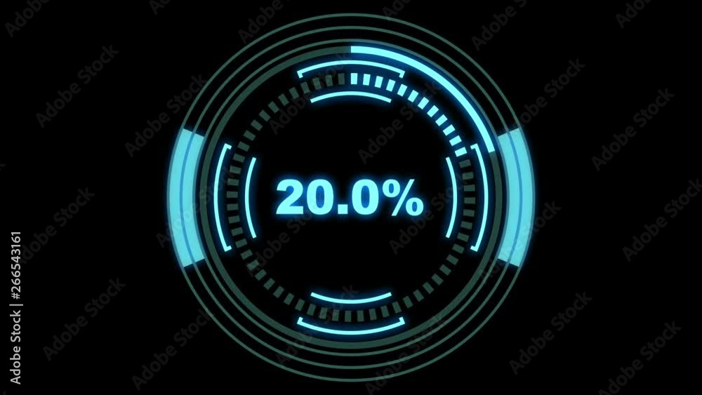 Loading and pending screen futuristic - HUD elements and percentage counter, pending part is loopable, alpha mask included