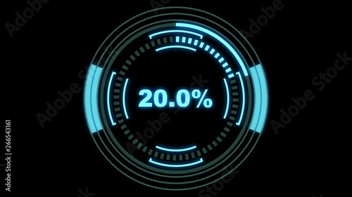 Loading and pending screen futuristic - HUD elements and percentage counter, pending part is loopable, alpha mask included