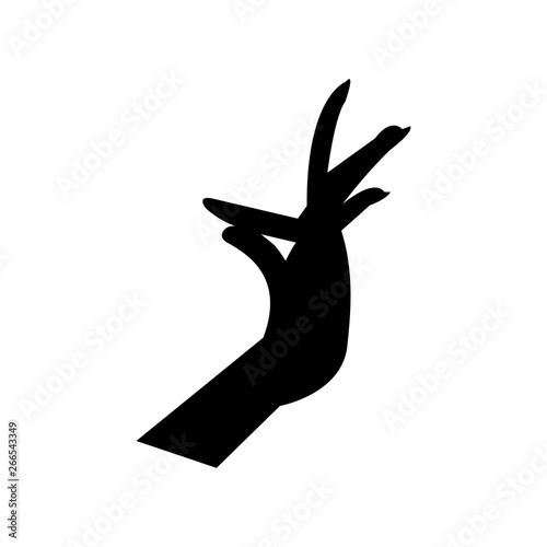 silhouette of an apsara hand gesture isolated on white background photo