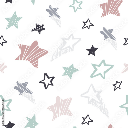 Star seamless pattern. Cool illustration for nursery t-shirt, kids apparel