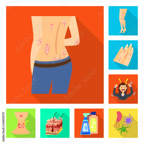 Isolated object of dermatology and disease icon. Set of dermatology and medical vector icon for stock.
