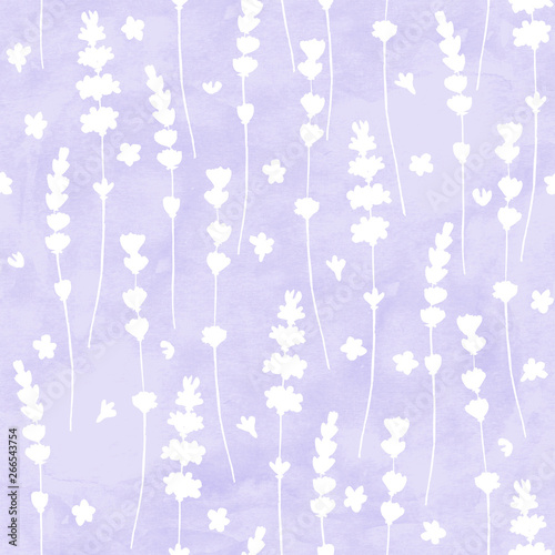 Lavender flowers white silh...