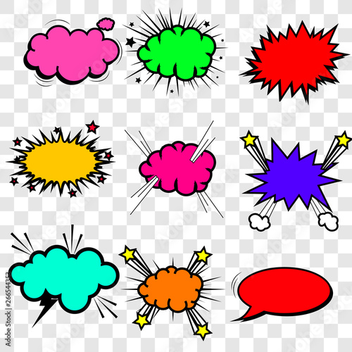 Collection multicolored comic sound Effects.