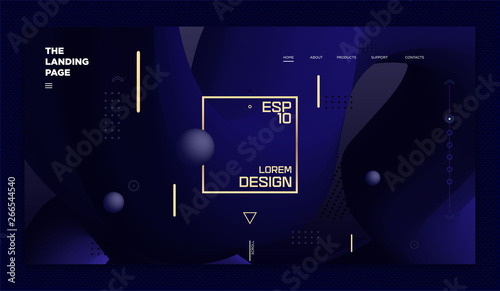 Trendy abstract blue liquid background for your landing page concept design. Minimal fluid background for for website designs. Modern gradient template for greeting card, flyer, brochure or banner.