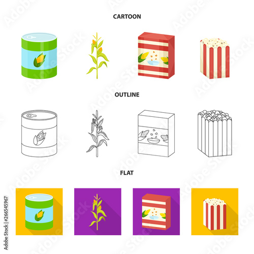 Isolated object of cornfield and vegetable icon. Set of cornfield and vegetarian vector icon for stock.