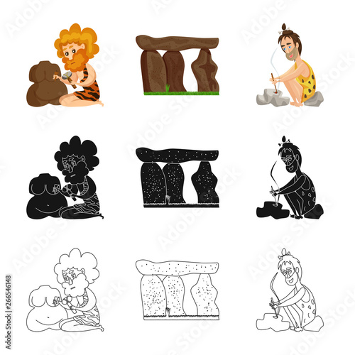 Vector design of evolution  and prehistory symbol. Collection of evolution  and development  stock symbol for web.