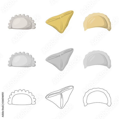 Vector illustration of products  and cooking symbol. Set of products  and appetizer stock symbol for web.