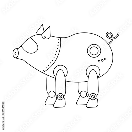 Vector illustration of pig and robotic logo. Collection of pig and cybernetics vector icon for stock.