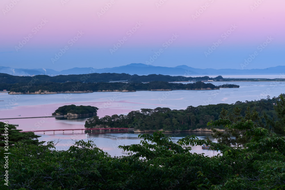 twilight view of matsushima japan 宮城県 松島湾の夕景