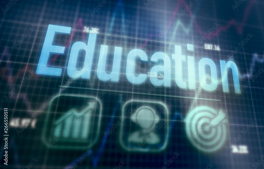 Education concept on a blue dot matrix computer display. Education concept on a blue dot matrix computer display.