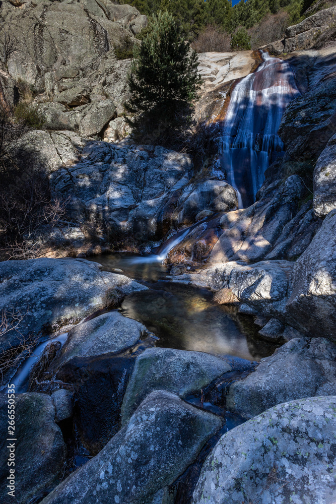 small waterfall in a river near madrid