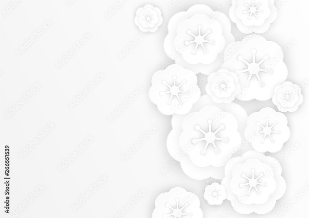Sakura flower paper cut art style on white background,vector eps10 illustration. Sakura flower paper cut art style on white background,vector eps10 illustration.