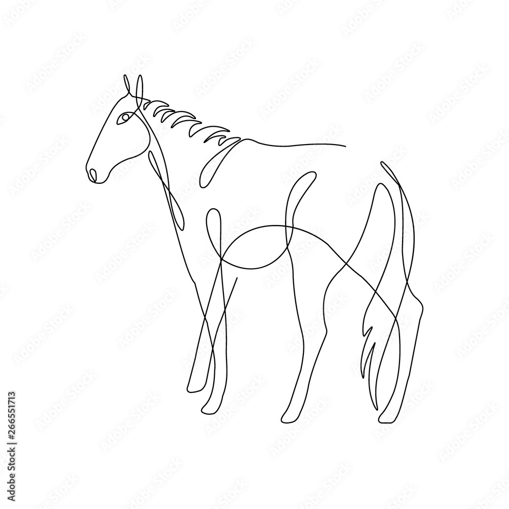 Horse grazing, one line drawing Stock Vector Adobe Stock