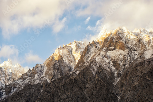 The evening sun shines on the summit.