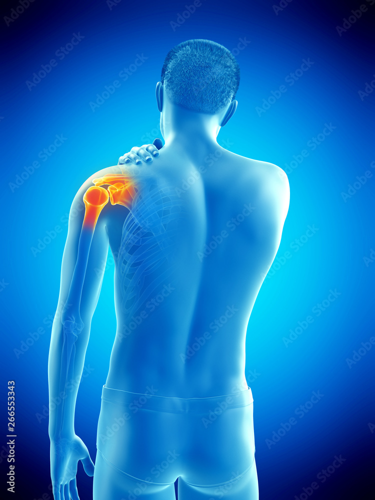 3d rendered medically accurate illustration of a man having a painful shoulder 3d rendered medically accurate illustration of a man having a painful shoulder