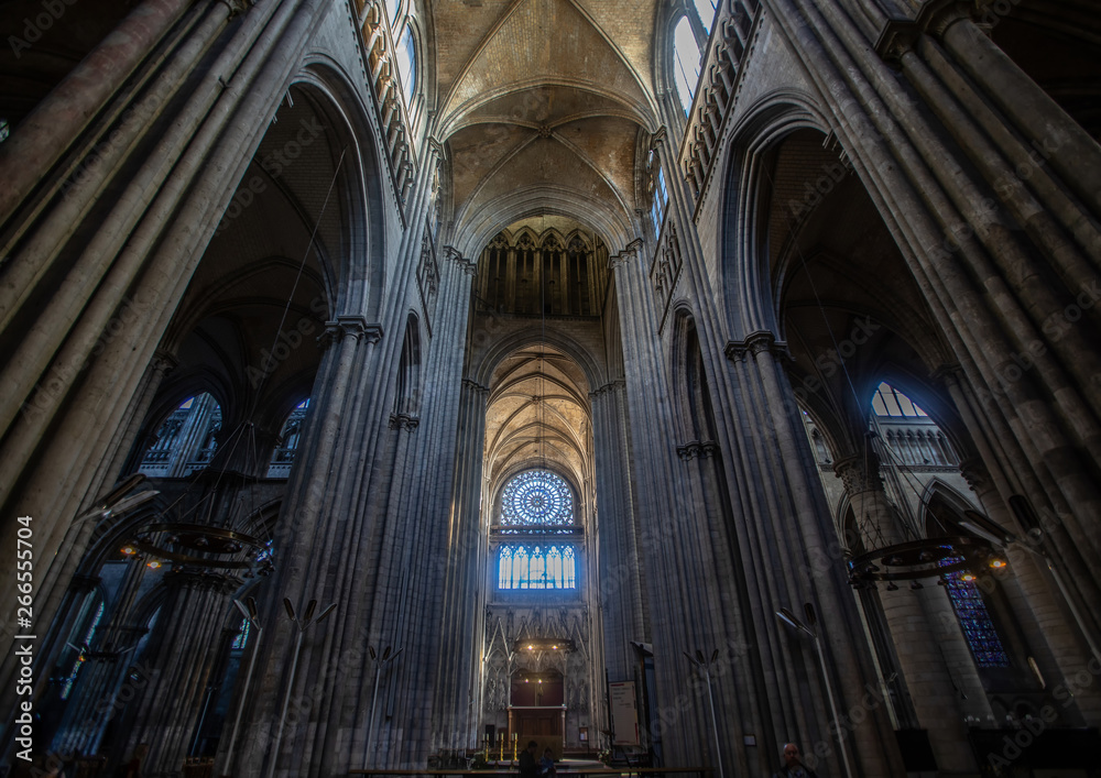Inside the gothic cathedral of Rouen in northern France