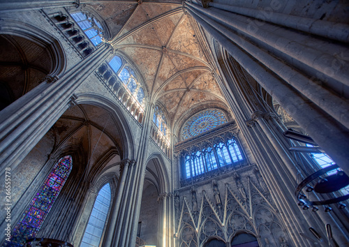 Inside the gothic cathedral of Rouen in northern France