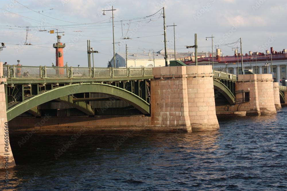 sunset view of the river and bridge   