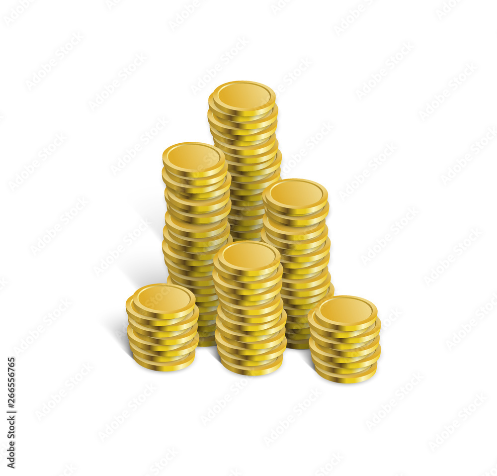 Coins stack vector illustration. Golden coins money. Money savings for future. Coins stack vector illustration. Golden coins money. Money savings for future.