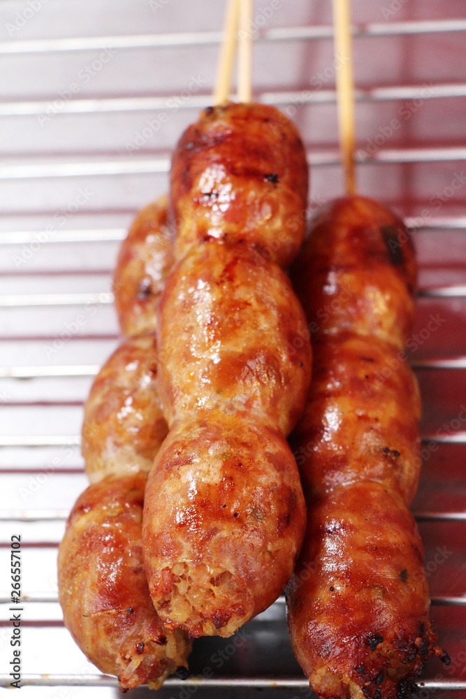grilled sausage asia delicious at street food grilled sausage asia delicious at street food