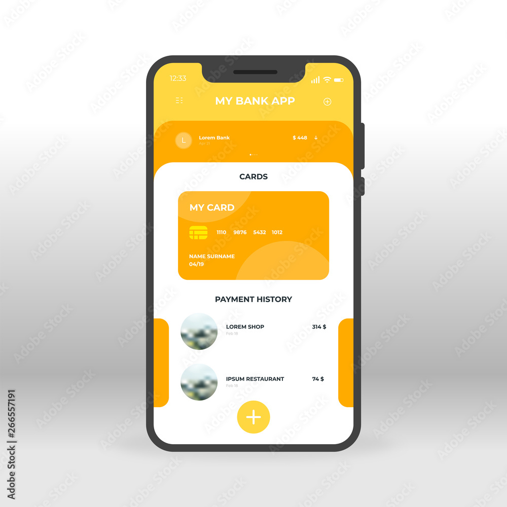 Orange and yellow online Banking UI, UX, GUI screen for mobile apps design. Modern responsive user interface design of mobile applications including Bank wallet, cards, payment history elements Orange and yellow online Banking UI, UX, GUI screen for mobile apps design. Modern responsive user interface design of mobile applications including Bank wallet, cards, payment history elements